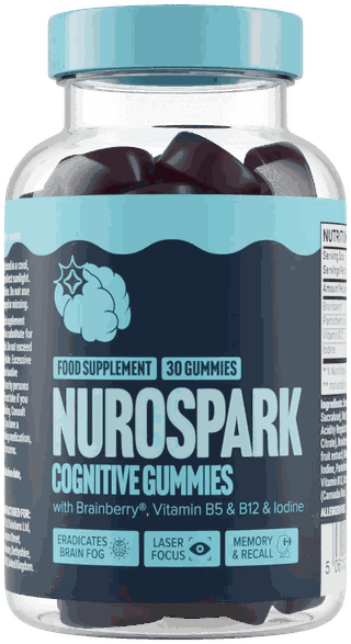 Flacone di Nurospark Cognitive Brain Gummies con 30 caramelle gommose, Brainberry®, vitamine B5 e B12 e iodio