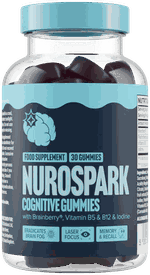 Flacone di Nurospark Cognitive Brain Gummies con 30 caramelle gommose, Brainberry®, vitamine B5 e B12 e iodio